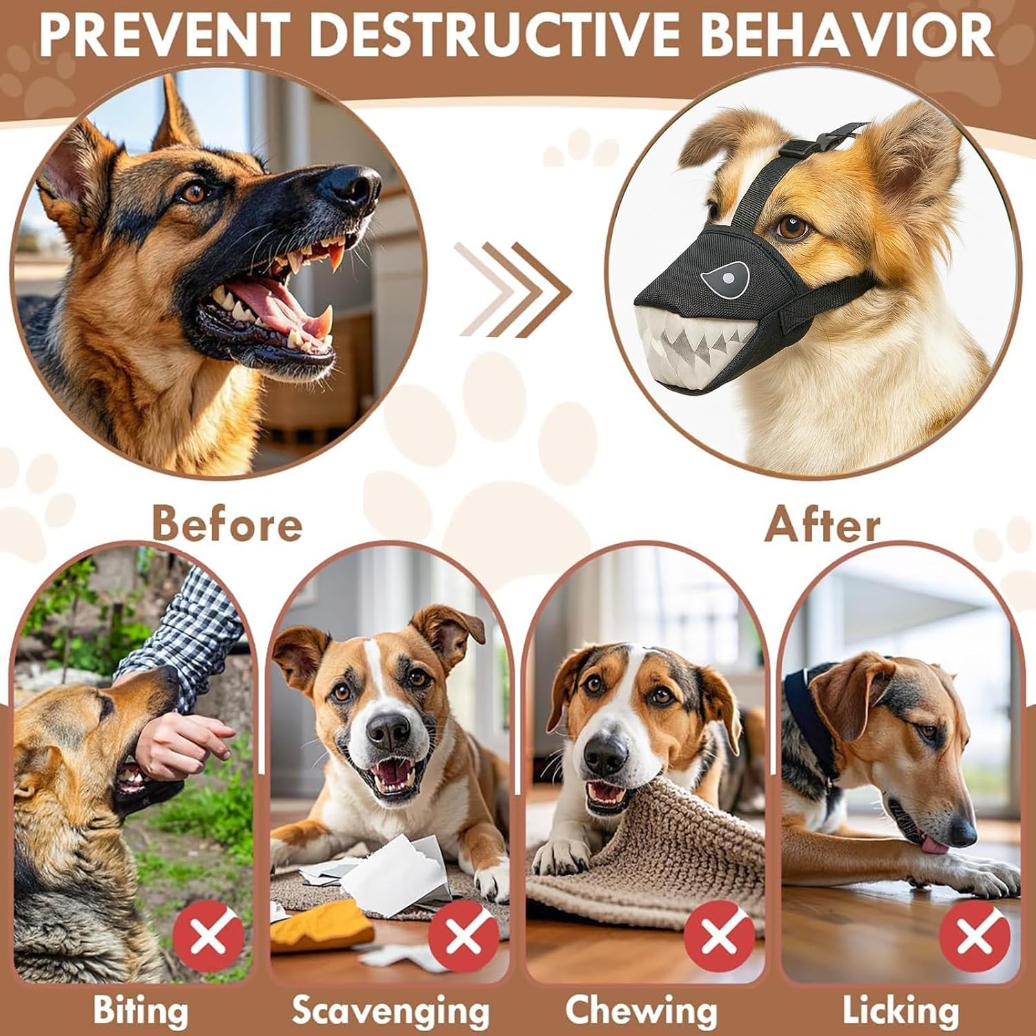 Colenumone Mesh Dog Muzzle Shark Design Adjustable No Biting Barking Chewing