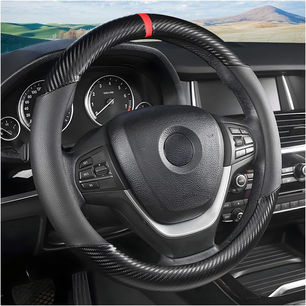 Cubierta Protector de Volante Antideslizante de Fibra de Carbono para Automóvil