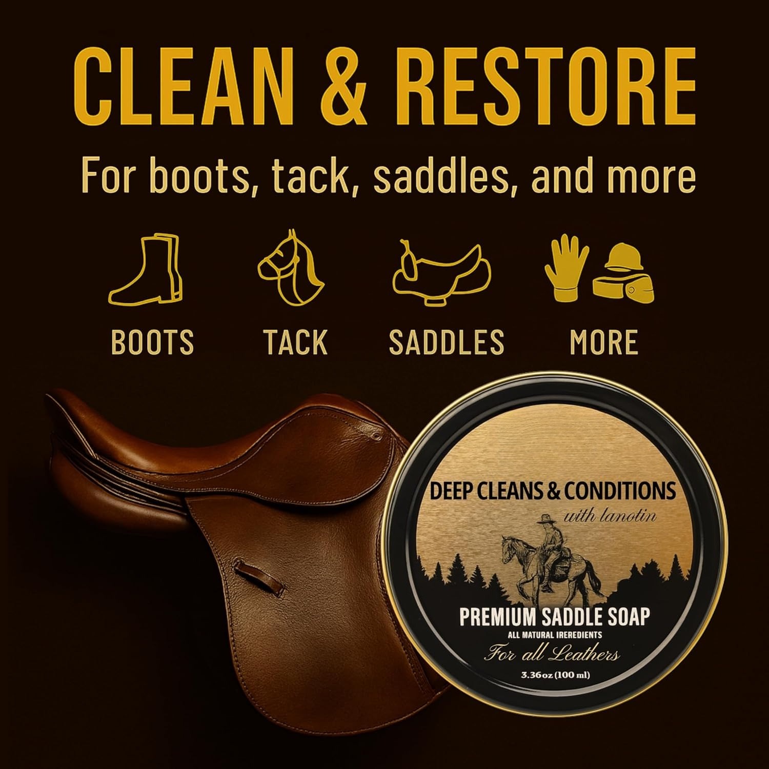 Leather Saddle Soap — Three-Piece Leather Cleaning Kit