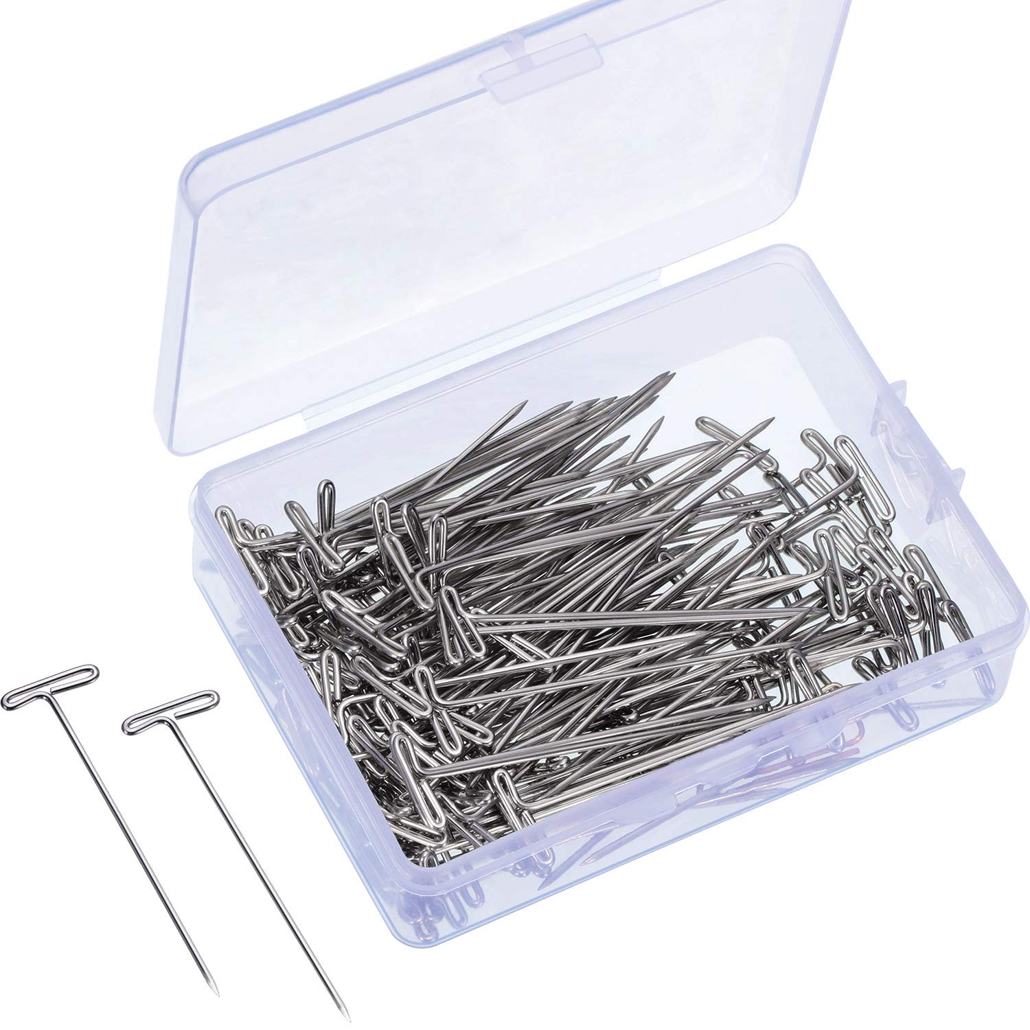 Blulu 150 Pieces Steel T-pins for Blocking Knitting, Modelling 2 Inch, Silver