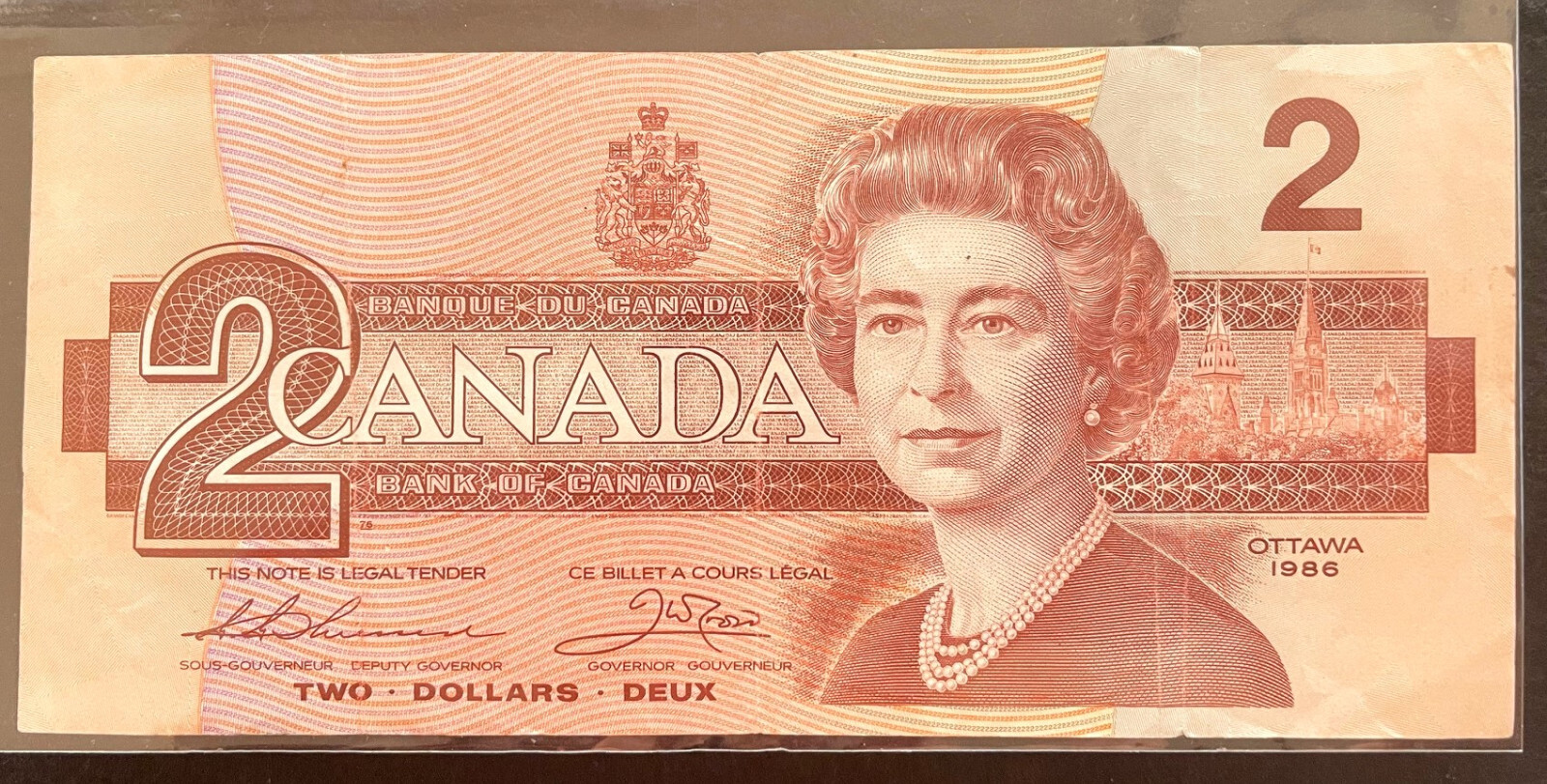 1986, Canada, $2 Bill, Thiessen/Crow, Large "B", Small "B", Variety