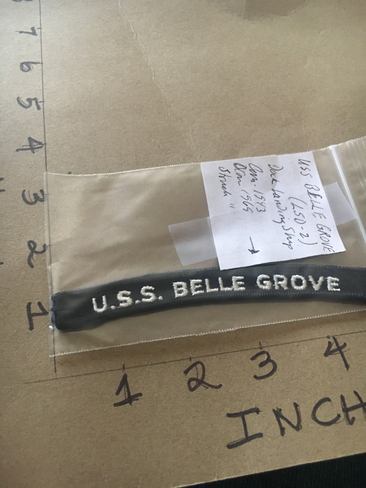 US NAVY SHOULDER STRIP TAB *** rocker *** Patch USS Belle Grove