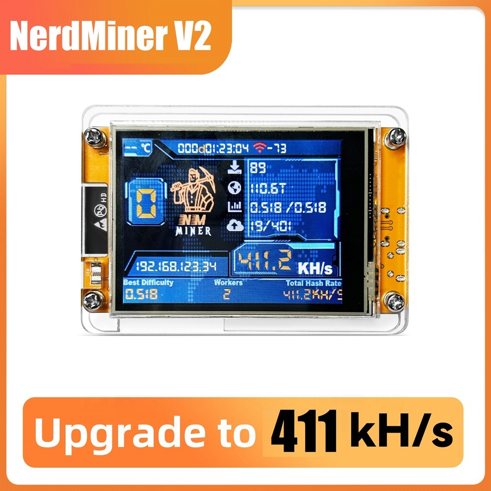 V2 411KH/S Hashrate ESP32 2.8 Inch Display Lottery Miner Bitcoin5887
