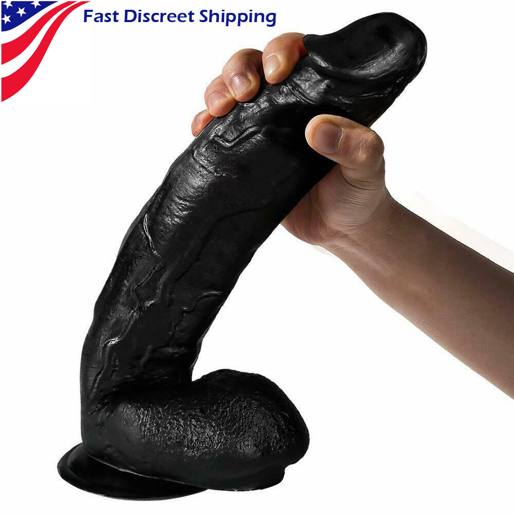 XXL-12" Inch-Realistic-Huge-Dildo-Black-BBC-Big-Penis-STRONG-Suction Cup-Sex Toy