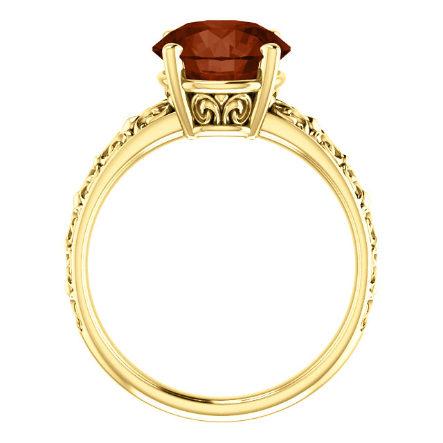 14K Gold Round Cut Solitaire Ring Setting - Antique Style Ring Mounting