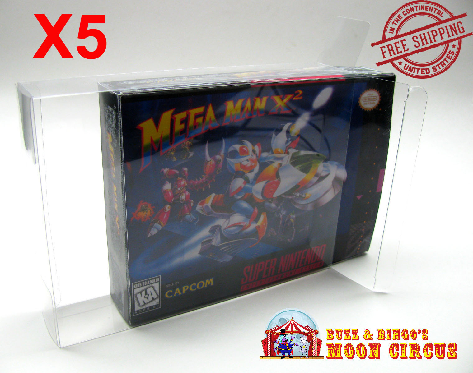 5x SUPER NINTENDO SNES CIB - CLEAR PLASTIC PROTECTIVE BOX PROTECTOR SLEEVE CASE