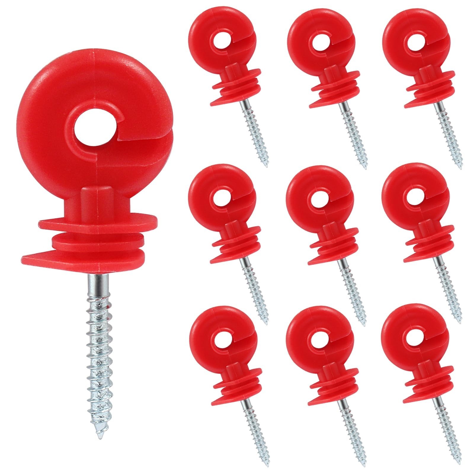 10Pcs Red Electric Fence Insulator, 91mm/3.58 inch Screw-in Electric Fence In...