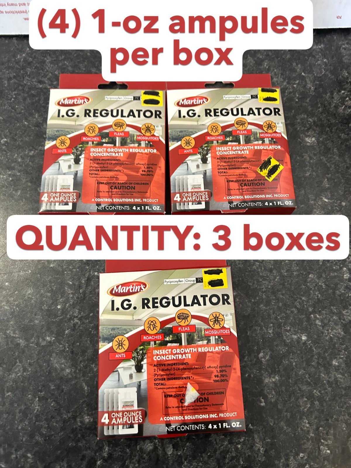 3-PACK LOT Martin's I.G. REGULATOR 4OZ Roach ant Insect Killer Pyriproxyfen