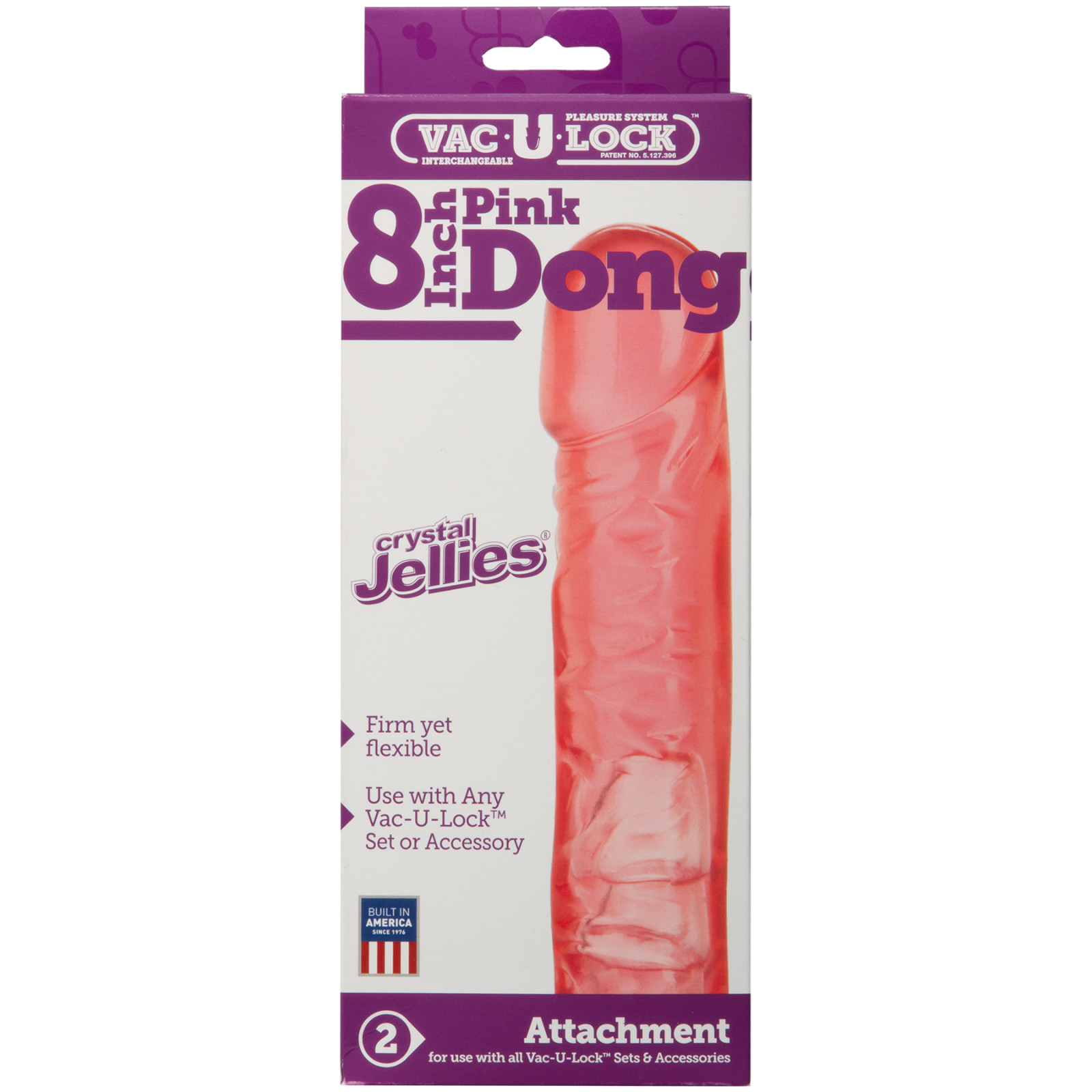 Crystal Jellie Vac-U-Lock 8" Dildo Pink - Realistic Dong Sex Toy
