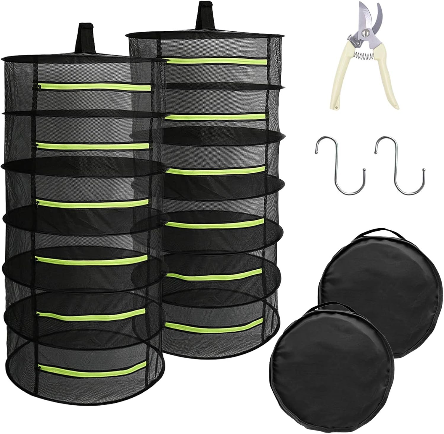 "Herb Drying Rack 2PCS 6-Layer Mesh w/ Zipper & Scissors – Dry Herbs, Flowers"