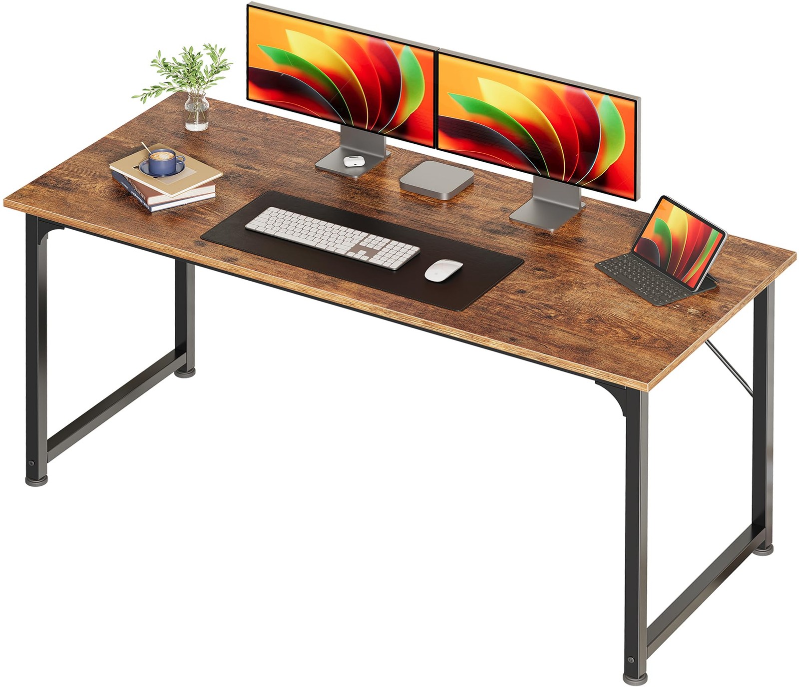 Huuger Computer Desk, 55 Inch Home Office Desk, Gaming Writing Work from Home...