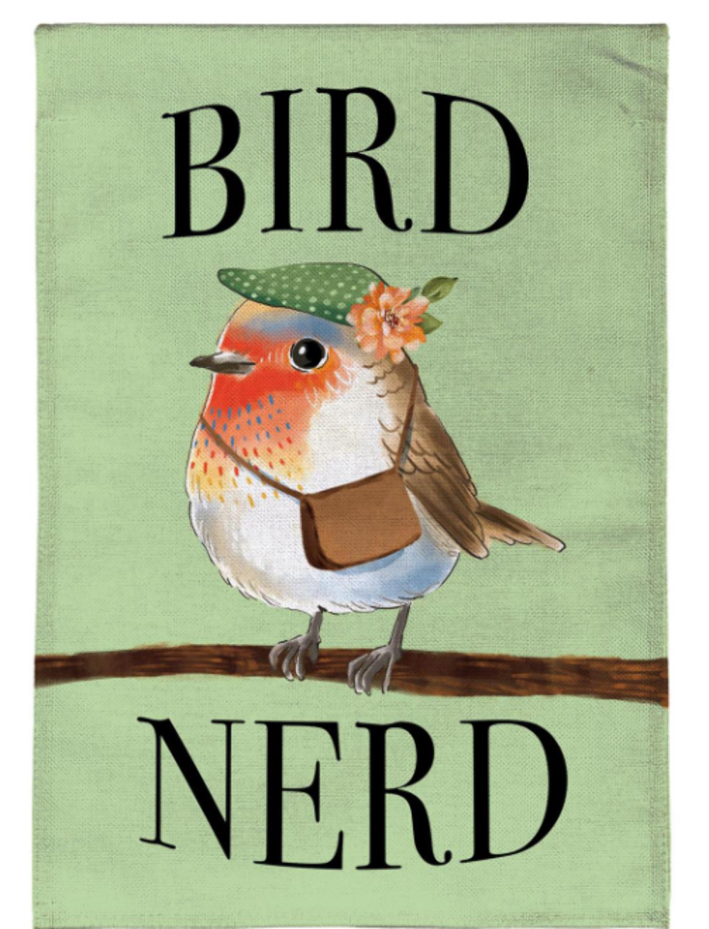 Cute Bird Nerd Burlap Garden Flag