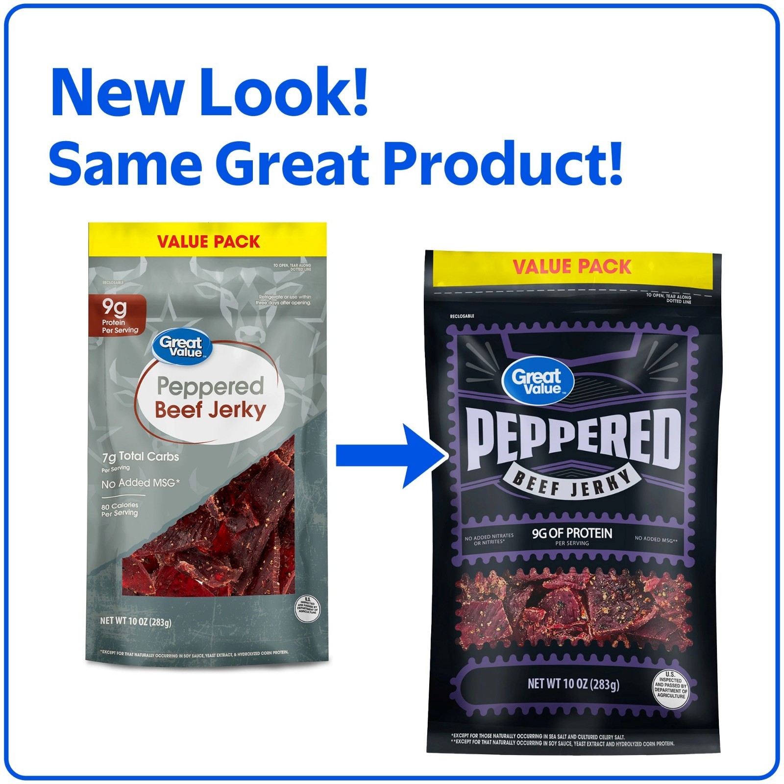 (4 pack) Great Value Peppered Beef Jerky, Value Pack, 10 oz