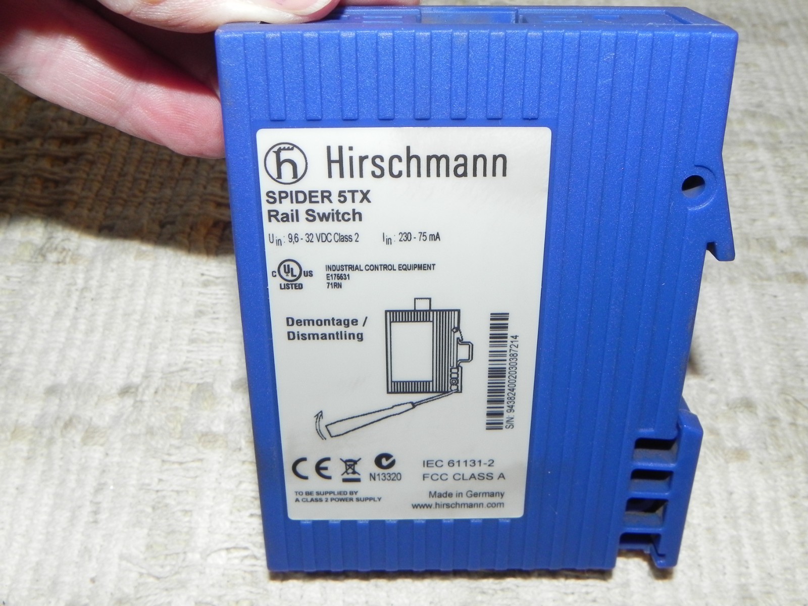 Hirschmann Spider 5TX Rail Switch Unmanaged Industrial Ethernet Switch