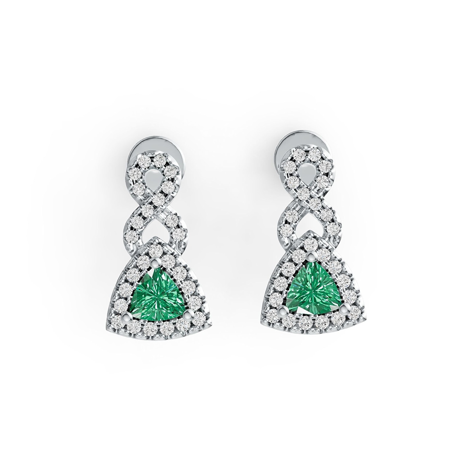 Sterling Silver Semi Mount Earrings Setting Trillion TL 4X4mm with White Topaz