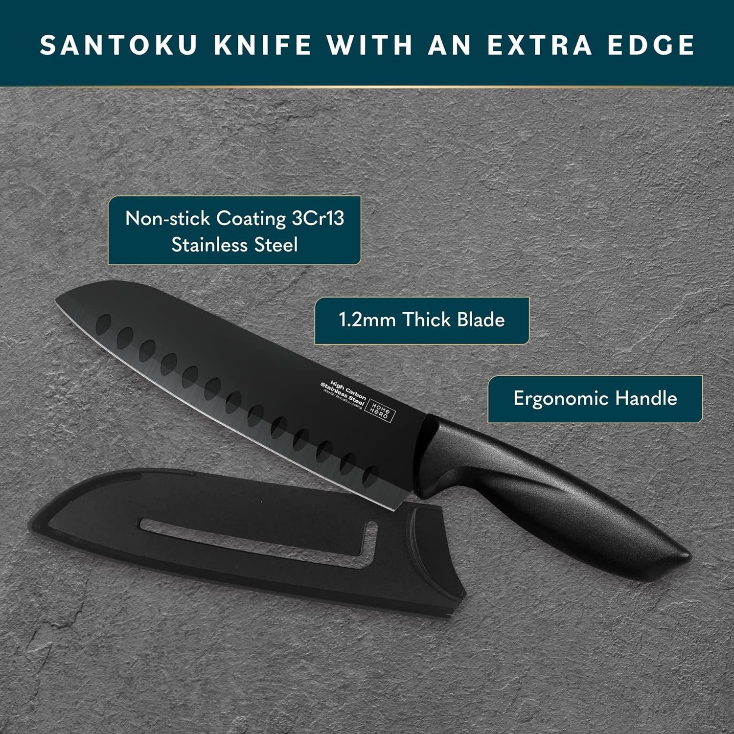 Razor-Sharp Santoku Knife & Protective Sheath - Multi-Purpose Kitchen Essential