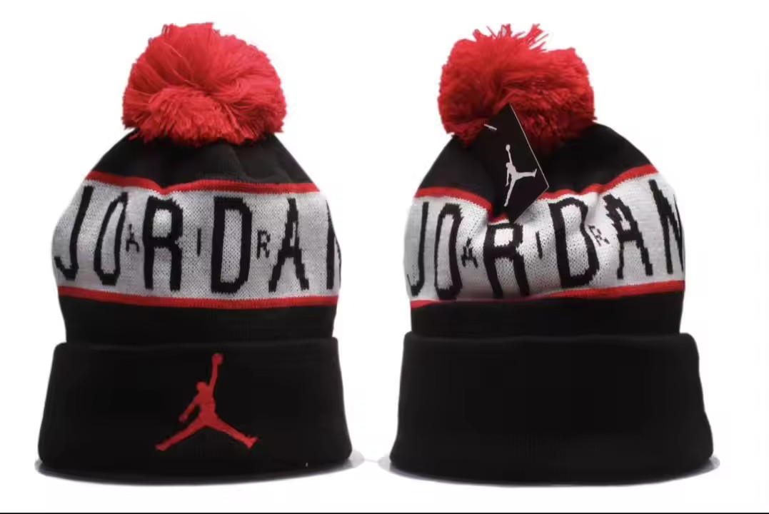 Jordan Winter Knit Pom Winter Beanie Hat Black Red Acrylic Warm Unisex Adult New
