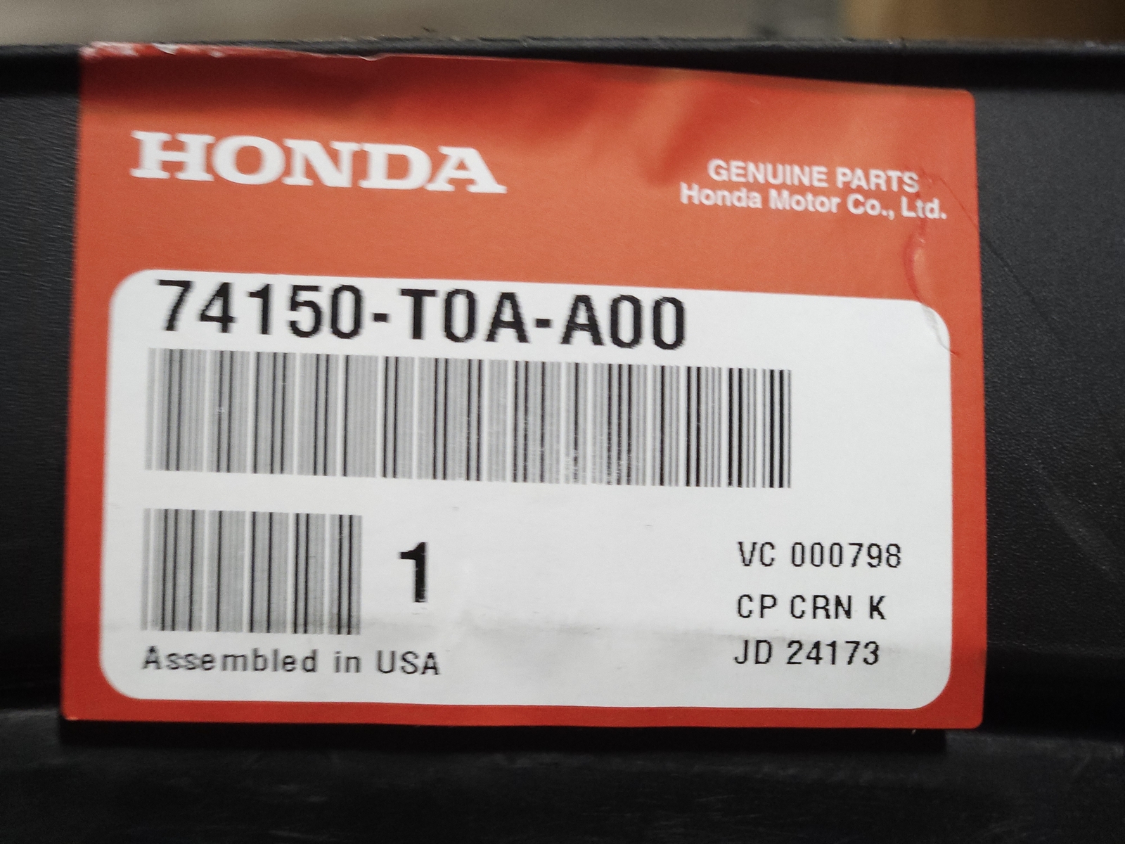 Genuine OEM Honda 74150-T0A-A00 Driver LH Front Fender Splash Shield 12-16 CR-V