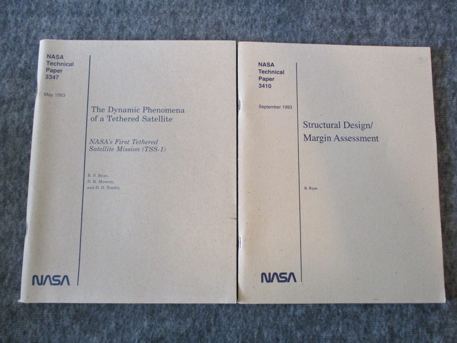 1993 NASA SHUTTLE AEROJET TECHNICAL PAPERS(2) TETHERED SATELLITE(TSS-1) & DESIGN