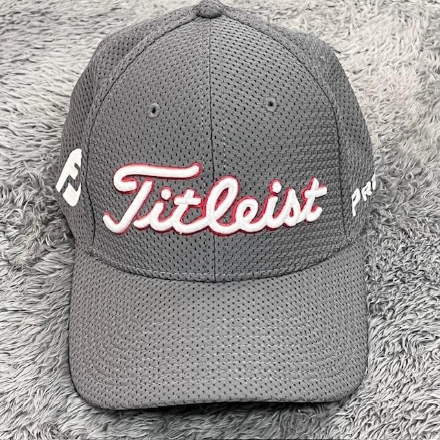 Titleist Pro V1 Golf Hat Gray Mesh Flex Fit Medium Large FootJoy Logo A-Flex M/L