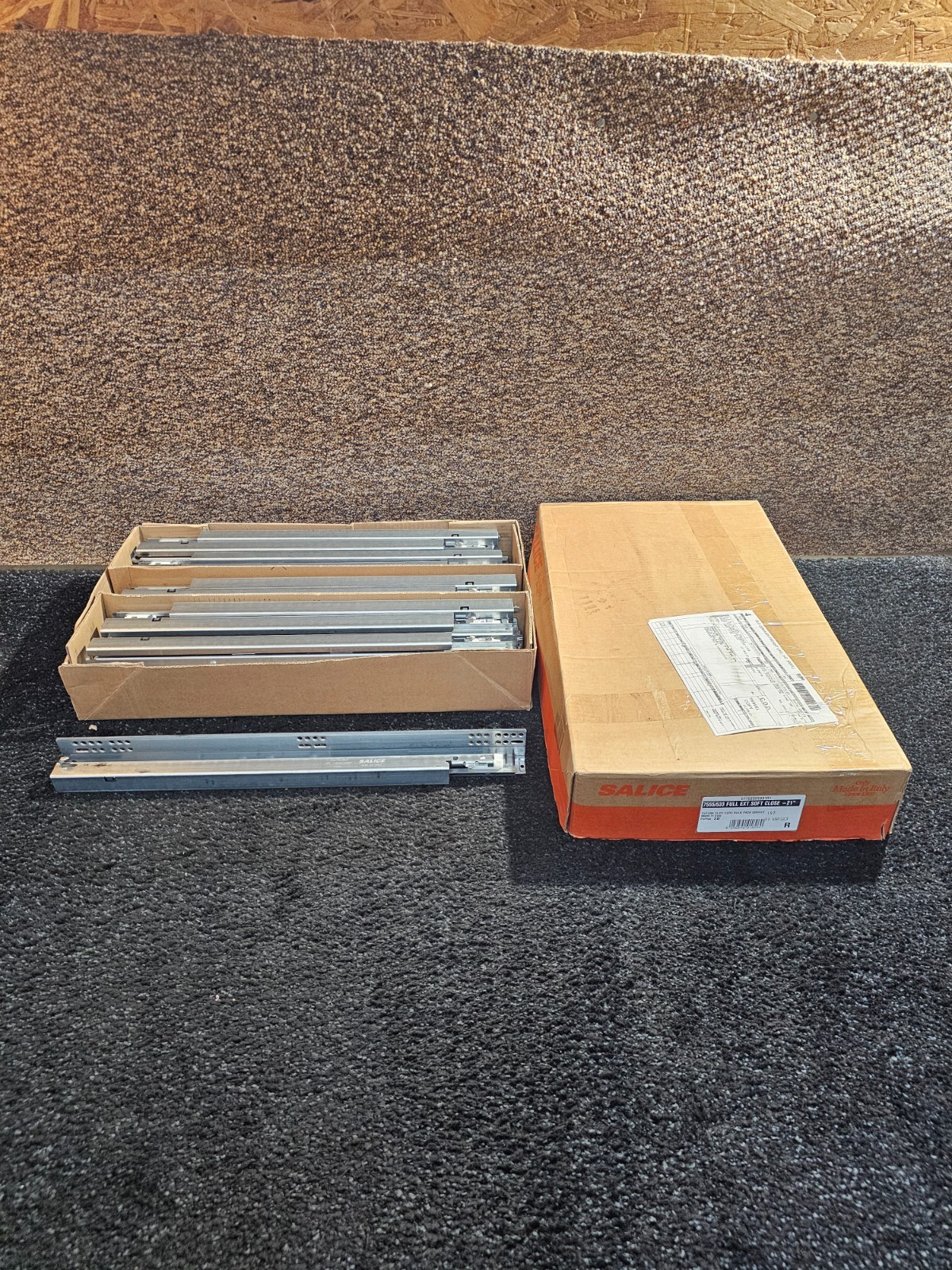 (10 PAIRS) Salice 7555/533 21" Futura Full Extension Soft-Close  Drawer Slide