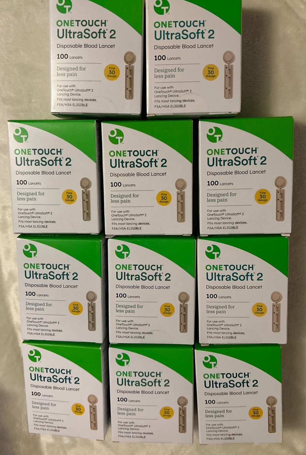 Lot Of 11-OneTouch Ultra Soft 2 Lancets 30 Gauge 100 ct Expire 2028&2029