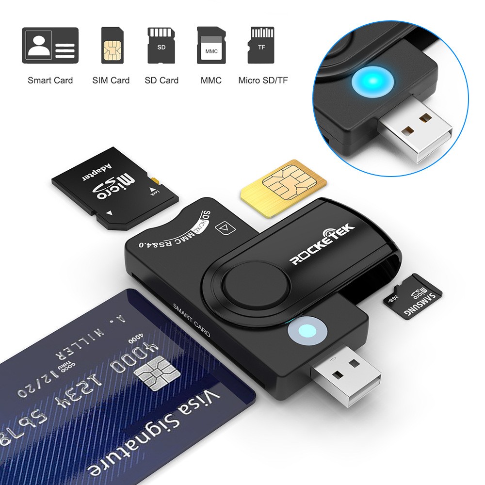 7-in-1 USB Smart Card Reader Micro SD TF MS SIM Memory Adapter for Computer PC