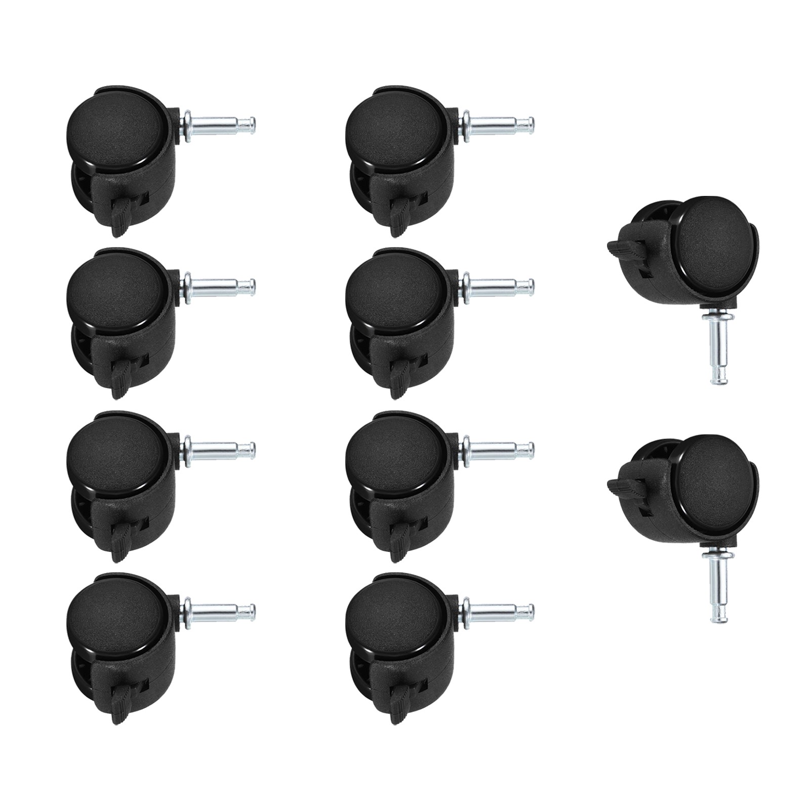 10PCS 1" Stem Swivel Casters with Brake