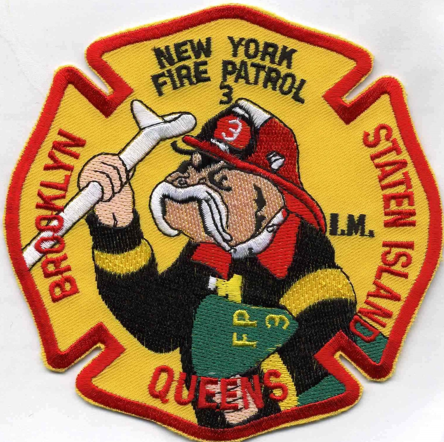 New York City  Fire Patrol 3  "Brooklyn-Queens-S.I." (5" x 5" size) fire patch