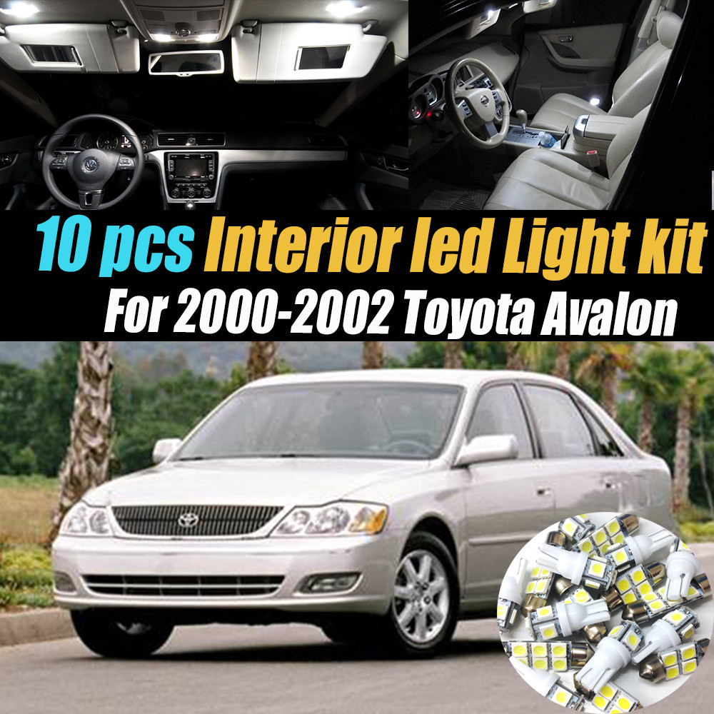 10Pc Super White Interior LED Light Bulb Kit Package for 2000-2002 Toyota Avalon