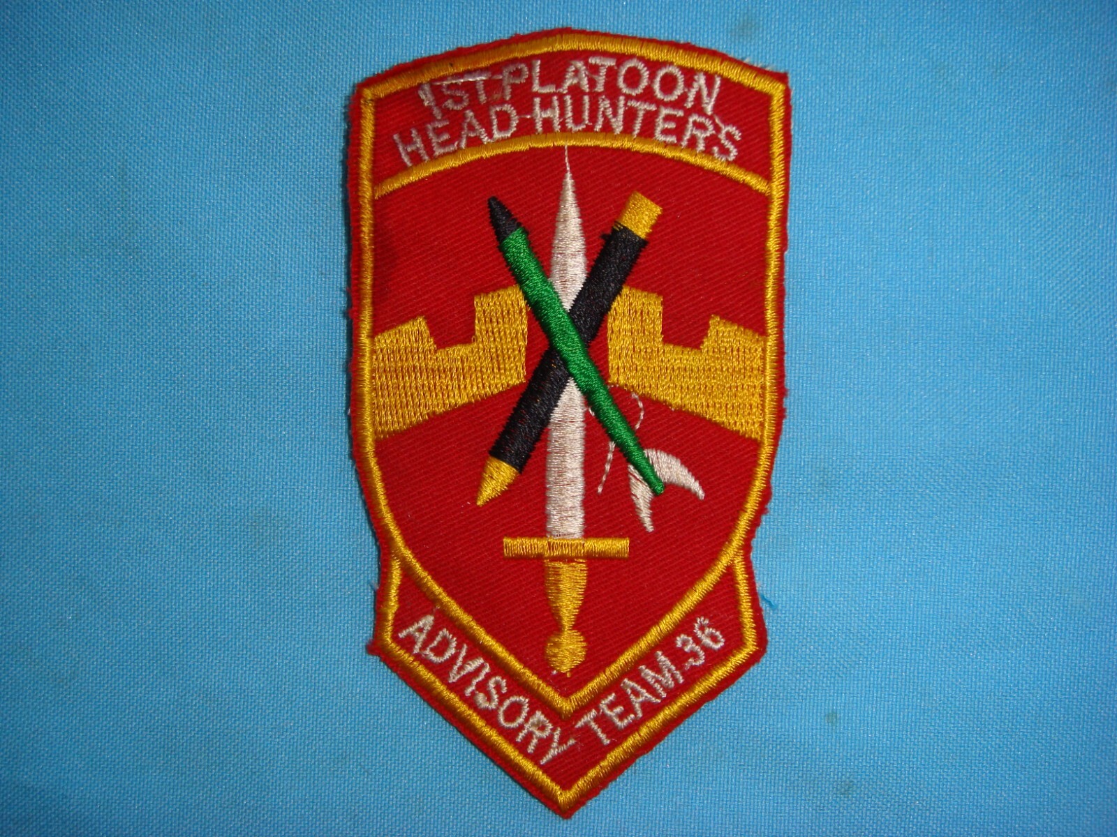 VIETNAM WAR PATCH, US 1st PLATOON HEAD HUNTERS ADVISORY TEAM 36