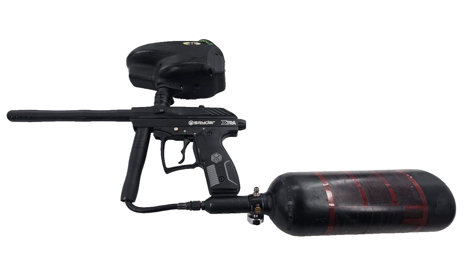 Spyder xtra paintball gun With AXALT Mechanical Hopper and paintball carry case