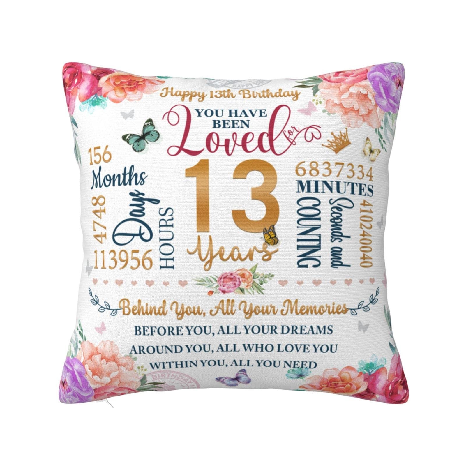 HCDER 13 Year Old Girl Gifts, Gifts for Pillow 18" x (Pack of 1), 13th
