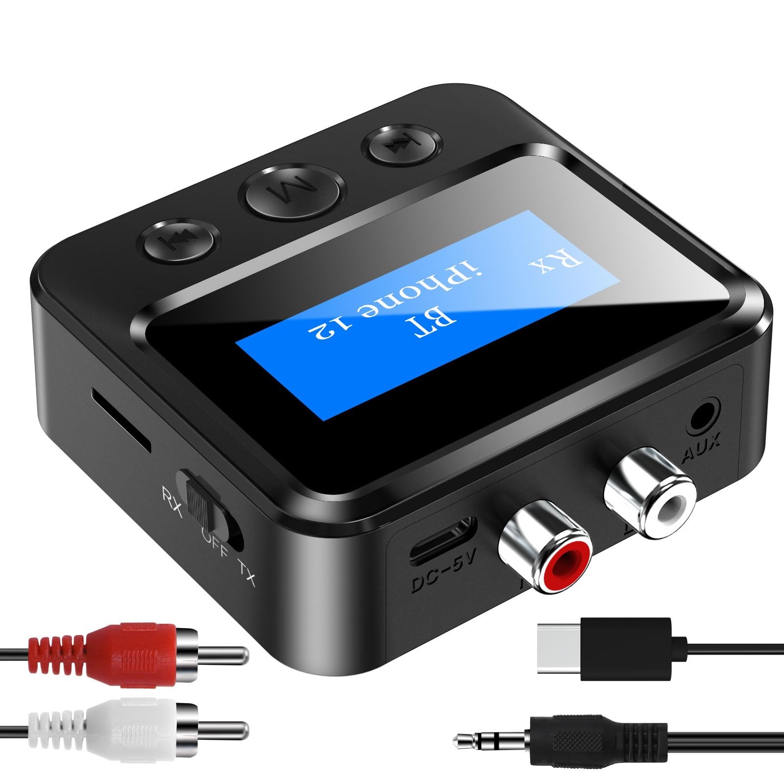 Bluetooth Transmitter Receiver for TV, with RCA 3.5mm AUX & Display Audio Ada...