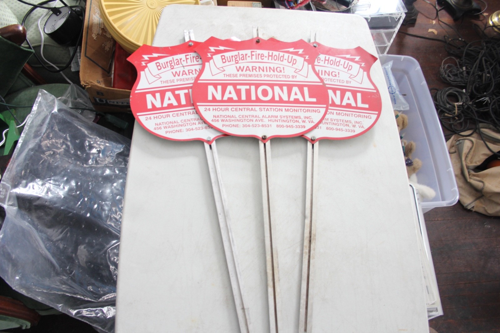 3 National Central Alarm System Aluminum Yard Sign w Stake All Weather