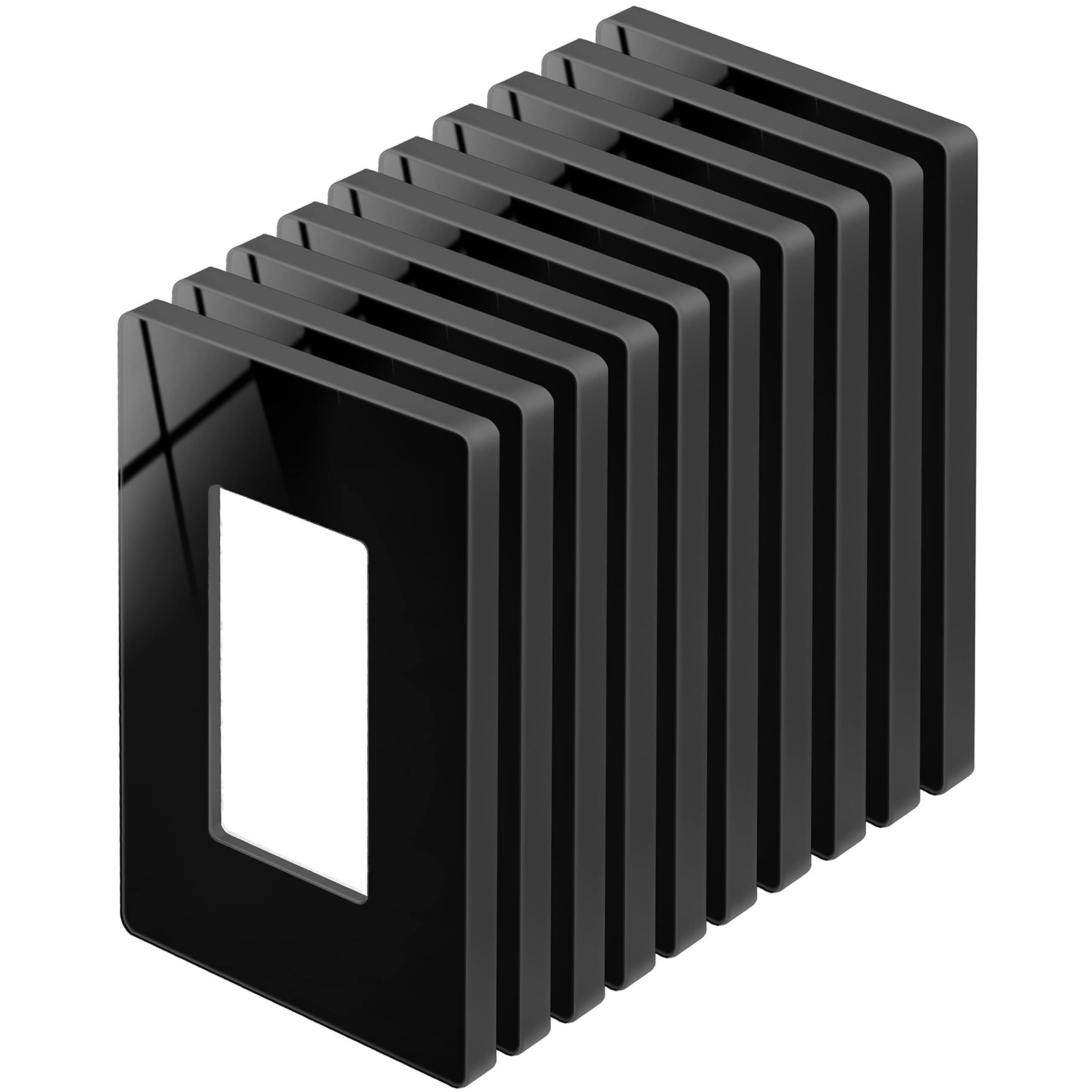 BESTTEN 10 Pack Black Screwless Wall 1 Gang 10PK, Standard Size Gloss