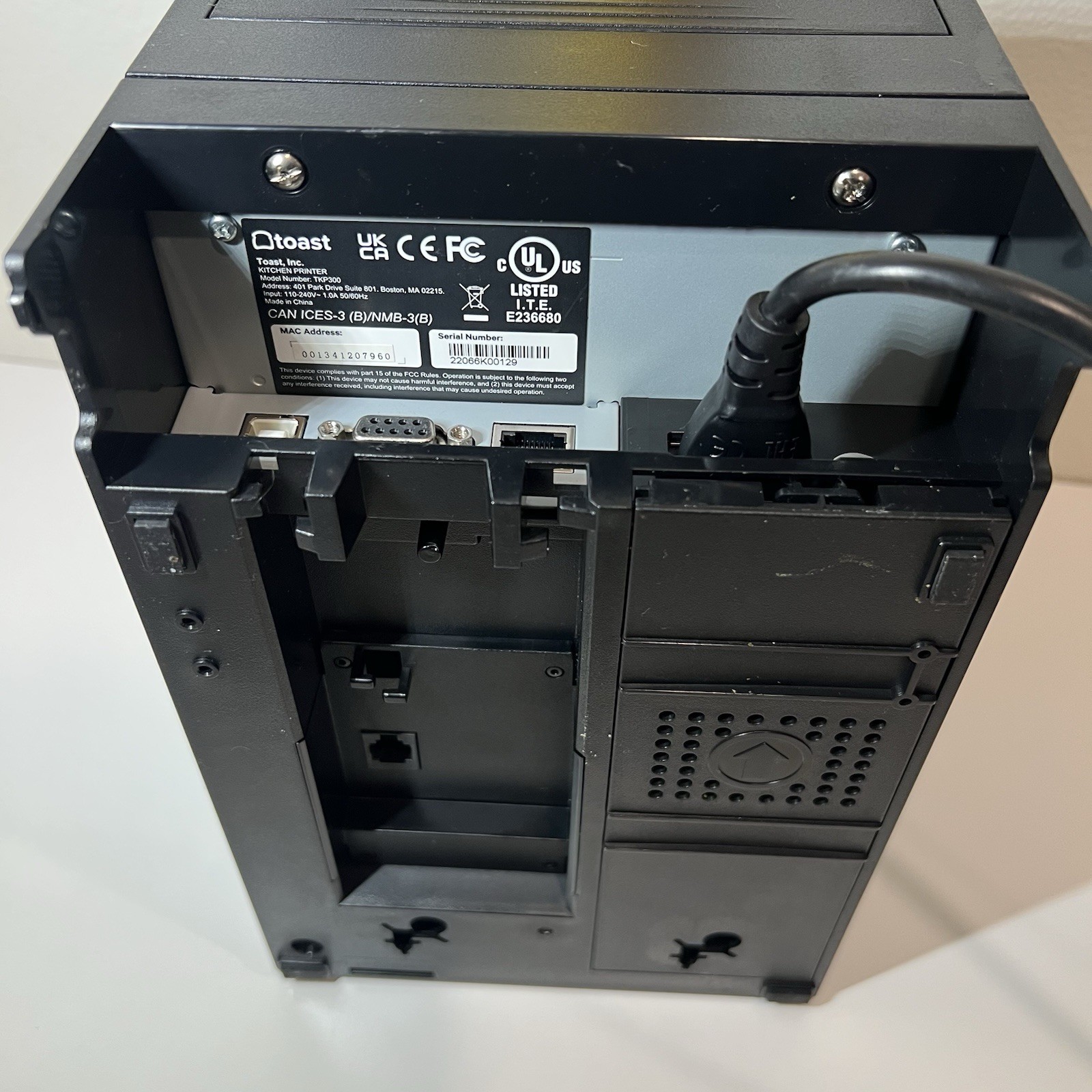TOAST TKP300 POS Kitchen Receipt Printer Serial, Ethernet w/ AC Adapter