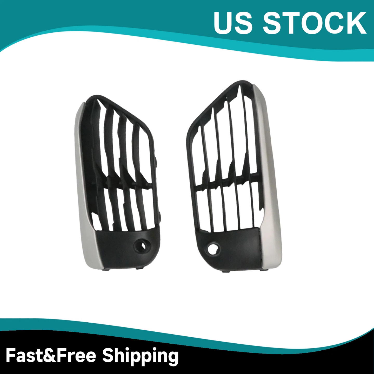 For 16-19 BMW X1 Bumper Face Bar Grilles Chrome Trim Front Driver Passenger Side