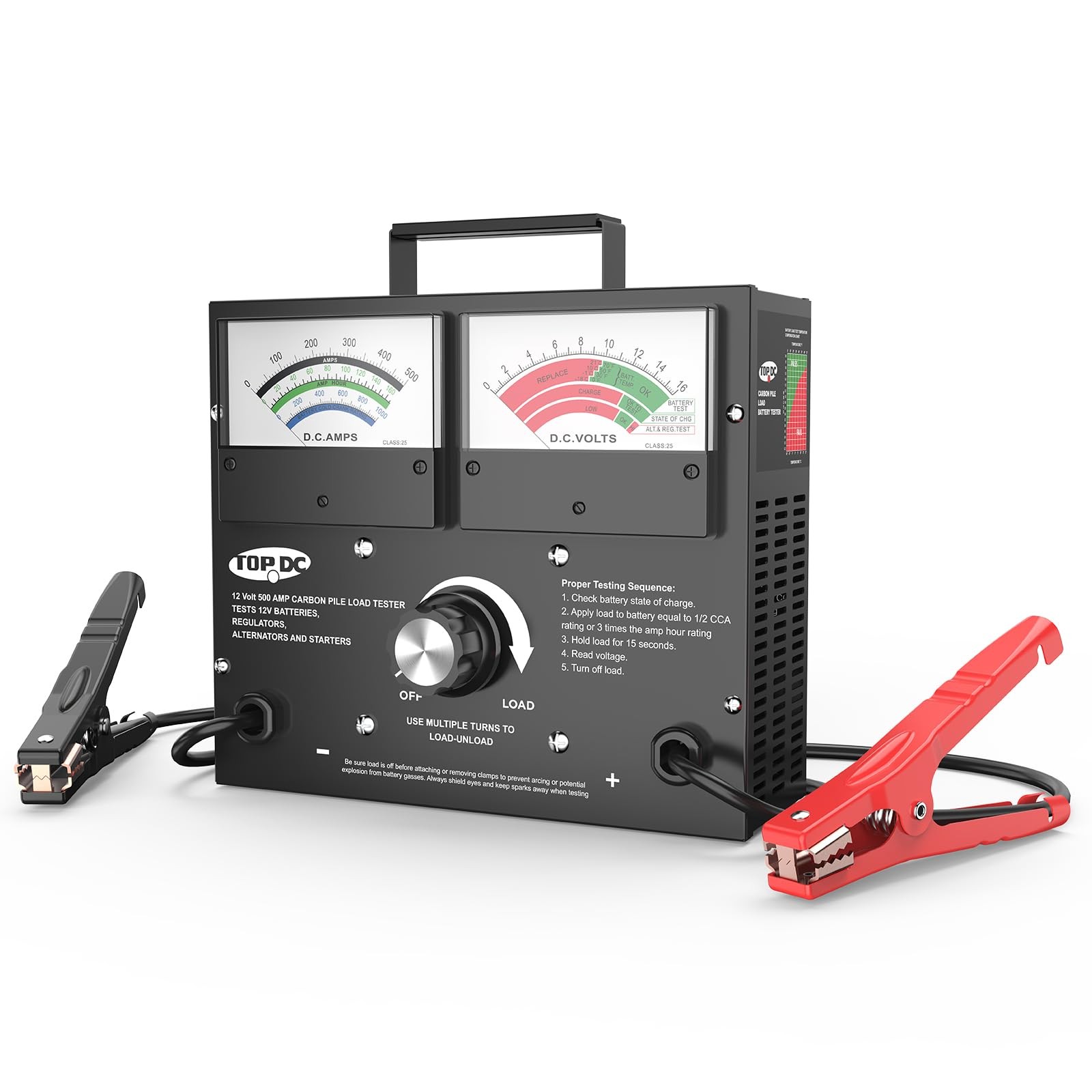 TOPDC Professional 500A Carbon Pile Battery Load Tester, TD-BLT501, Black