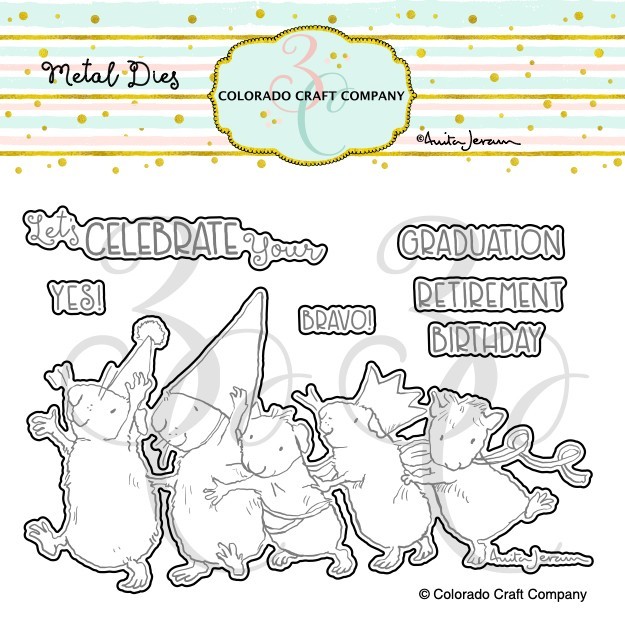 Anita Jeram~Conga Line Metal Die Set Colorado Craft Company AJ542-D