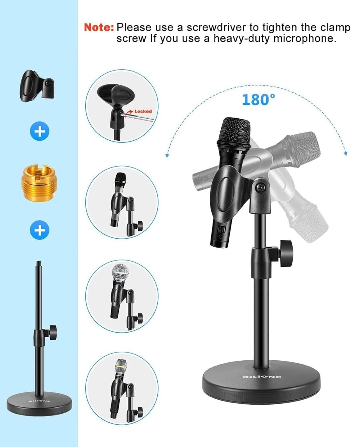 Versatile 3-in-1 Microphone Stand and Cell Phone Holder - Easy Height Adjustment