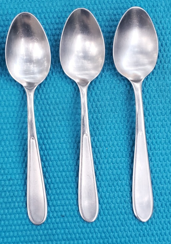 3-Cambridge LINDSAY Satin Stainless Beveled Round Tip TEASPOONS 6 5/8"
