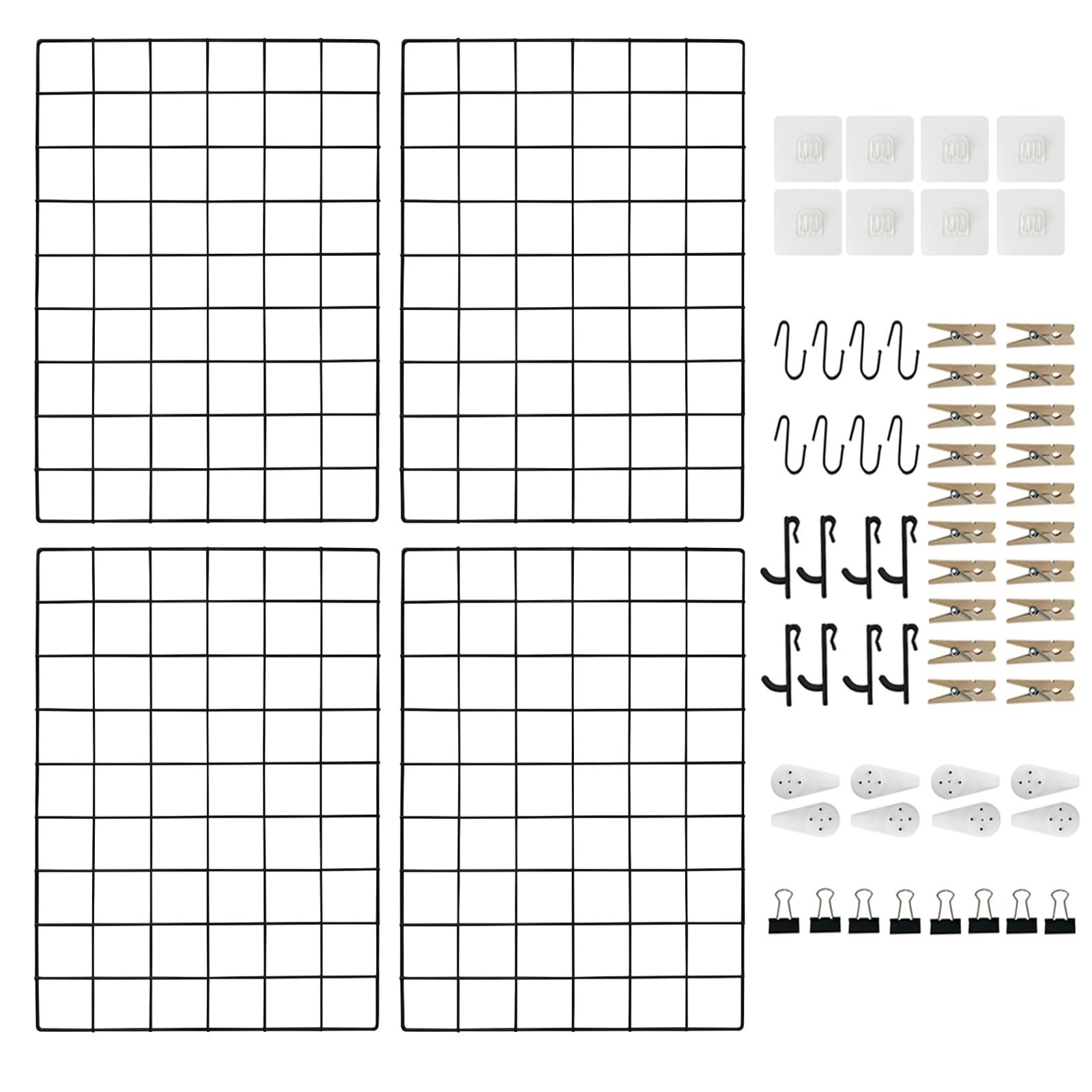 Metal Wire Wall Panel Wire Mesh Organizer 17.3"×11.8" Black Wall Grid 4-Pack ...