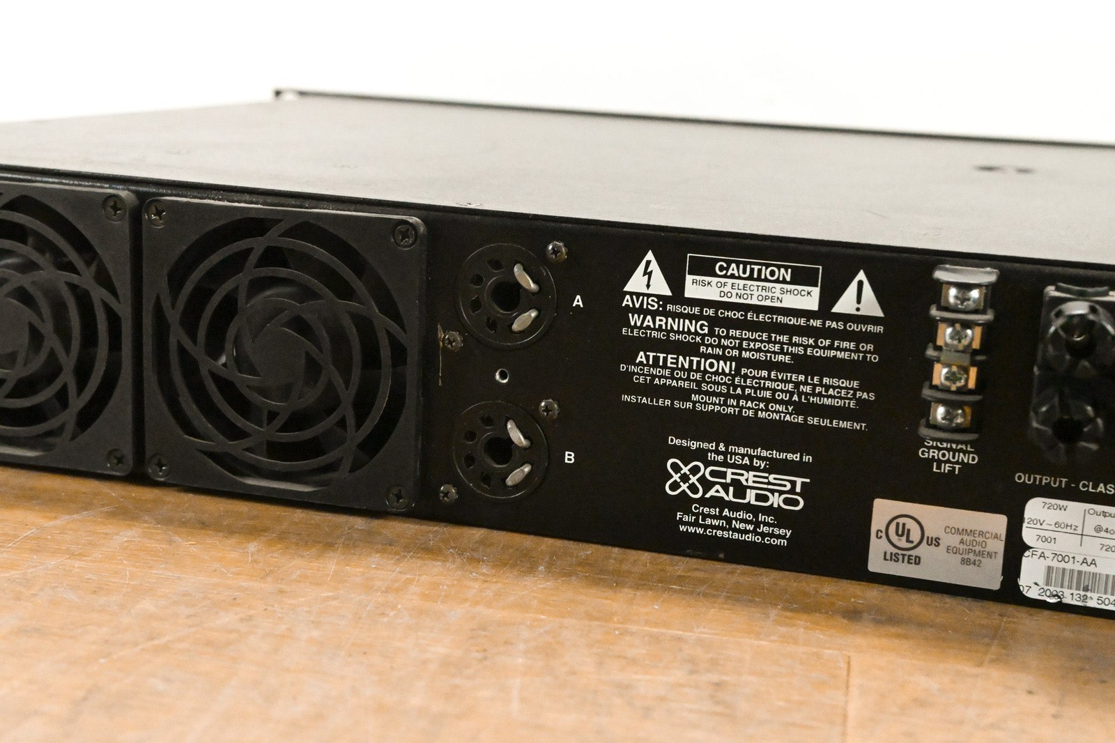 Crest Audio 7001 2-Channel Power Amplifier CG011TA