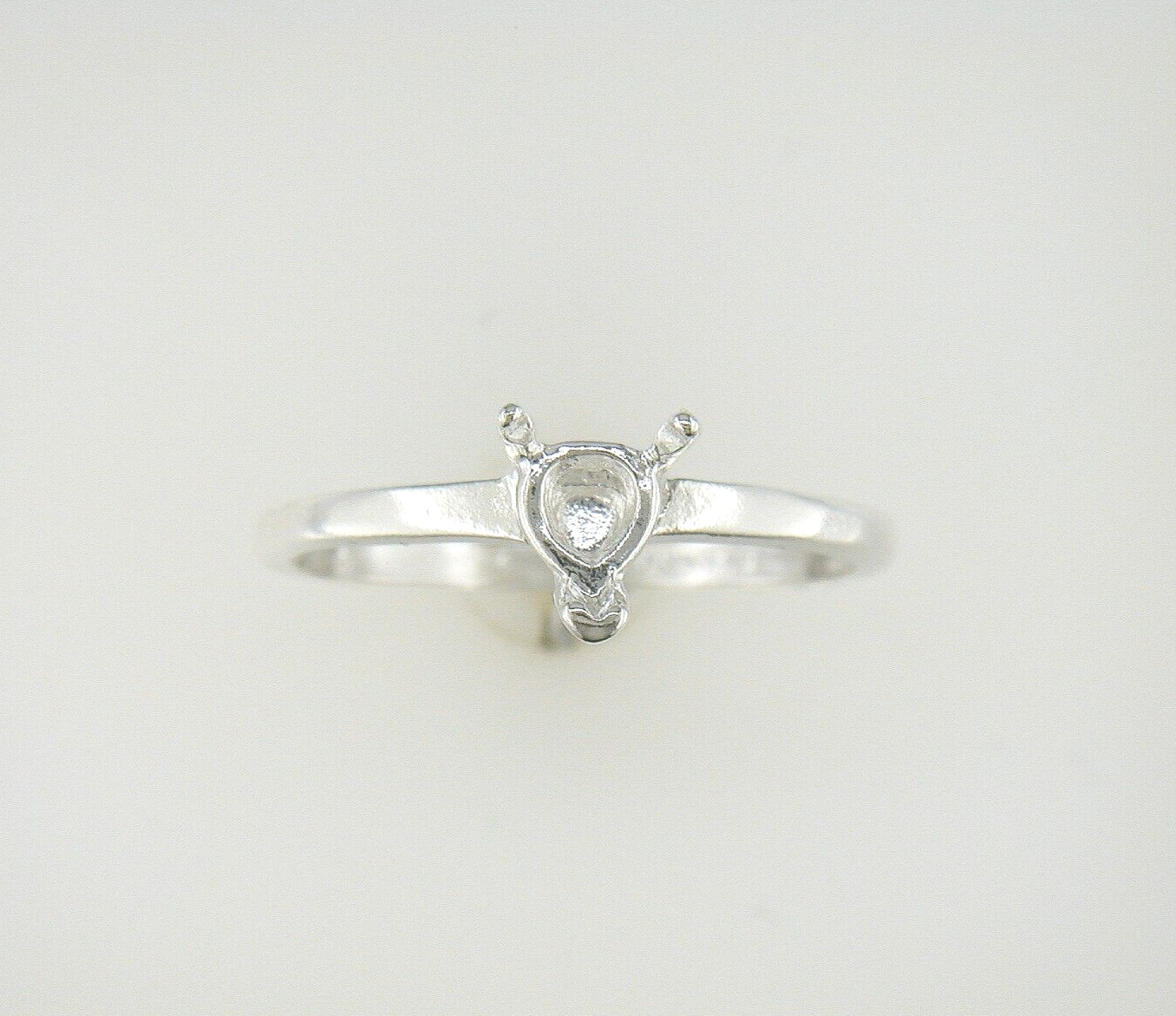 6 mm Heart Shape Three Prong Solitaire Ring Setting Sterling Silver