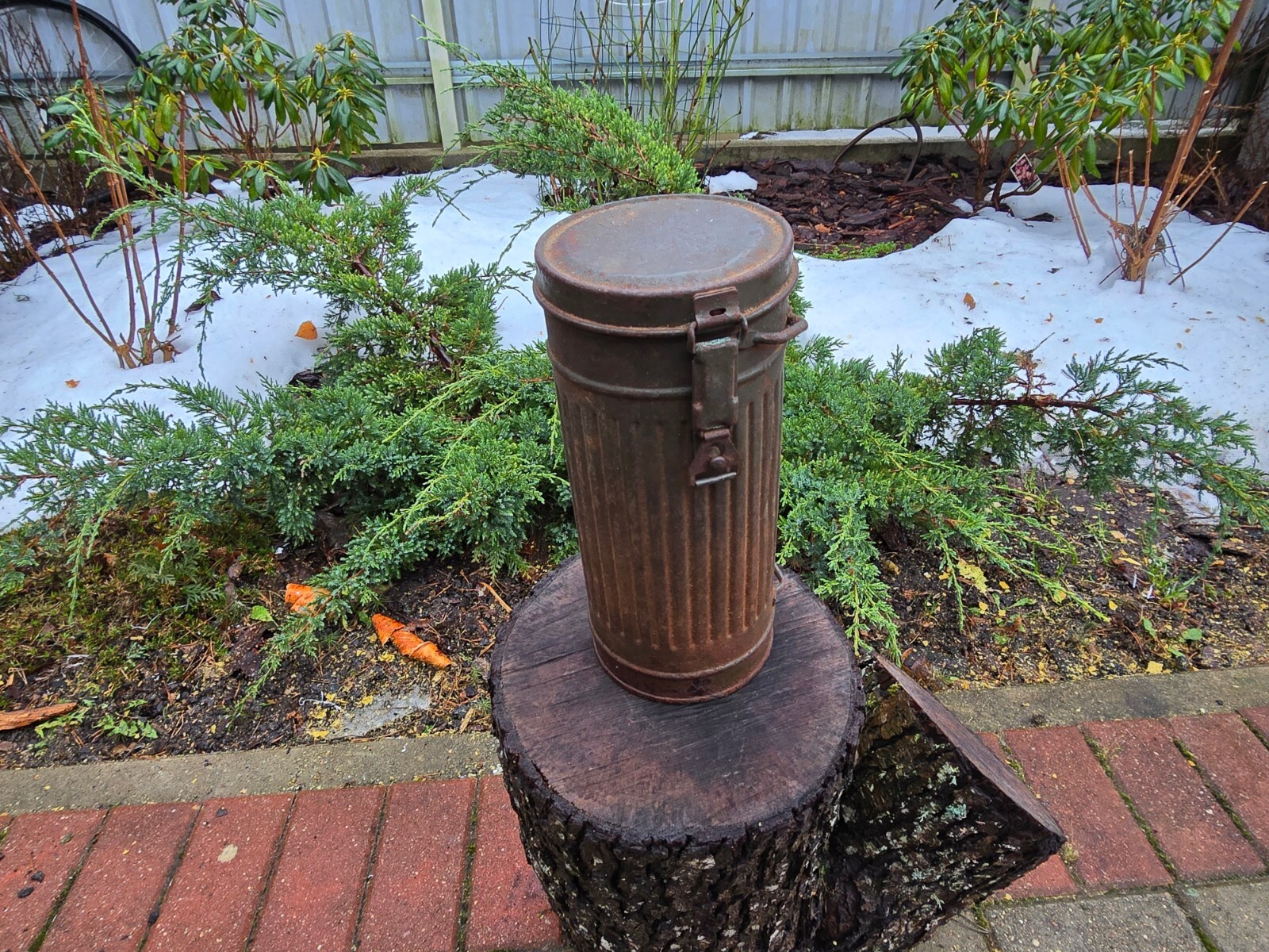 WW2 Accessories Gas Mask Canister from the German bunker relic.