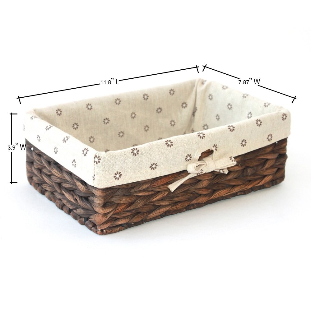 Storage Basket Natural Water Hyacinth Bins Rectangular Arts Crafts Organizer