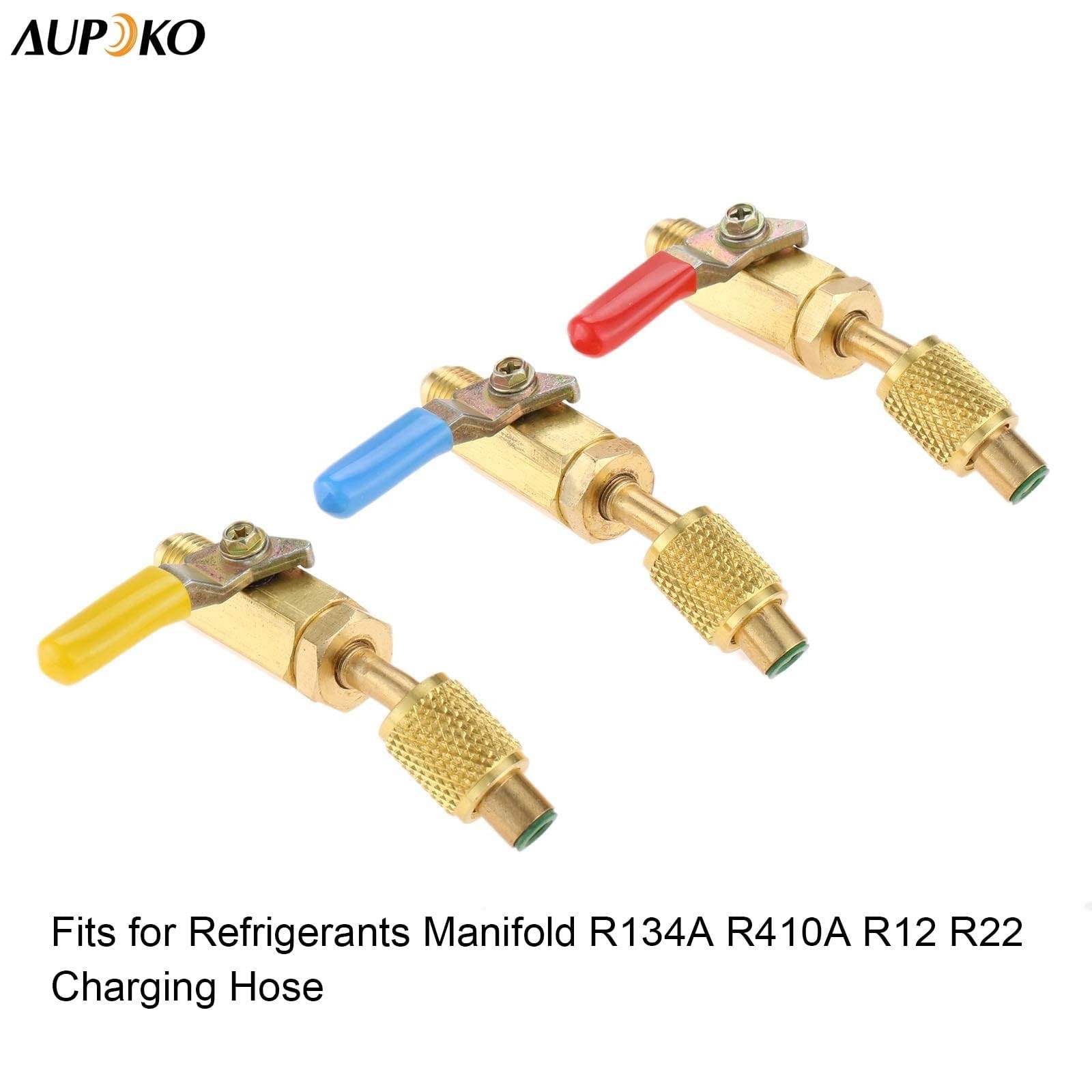 Aupoko Air Conditioning Refrigerant Angled Compact Ball Valve,3Pcs