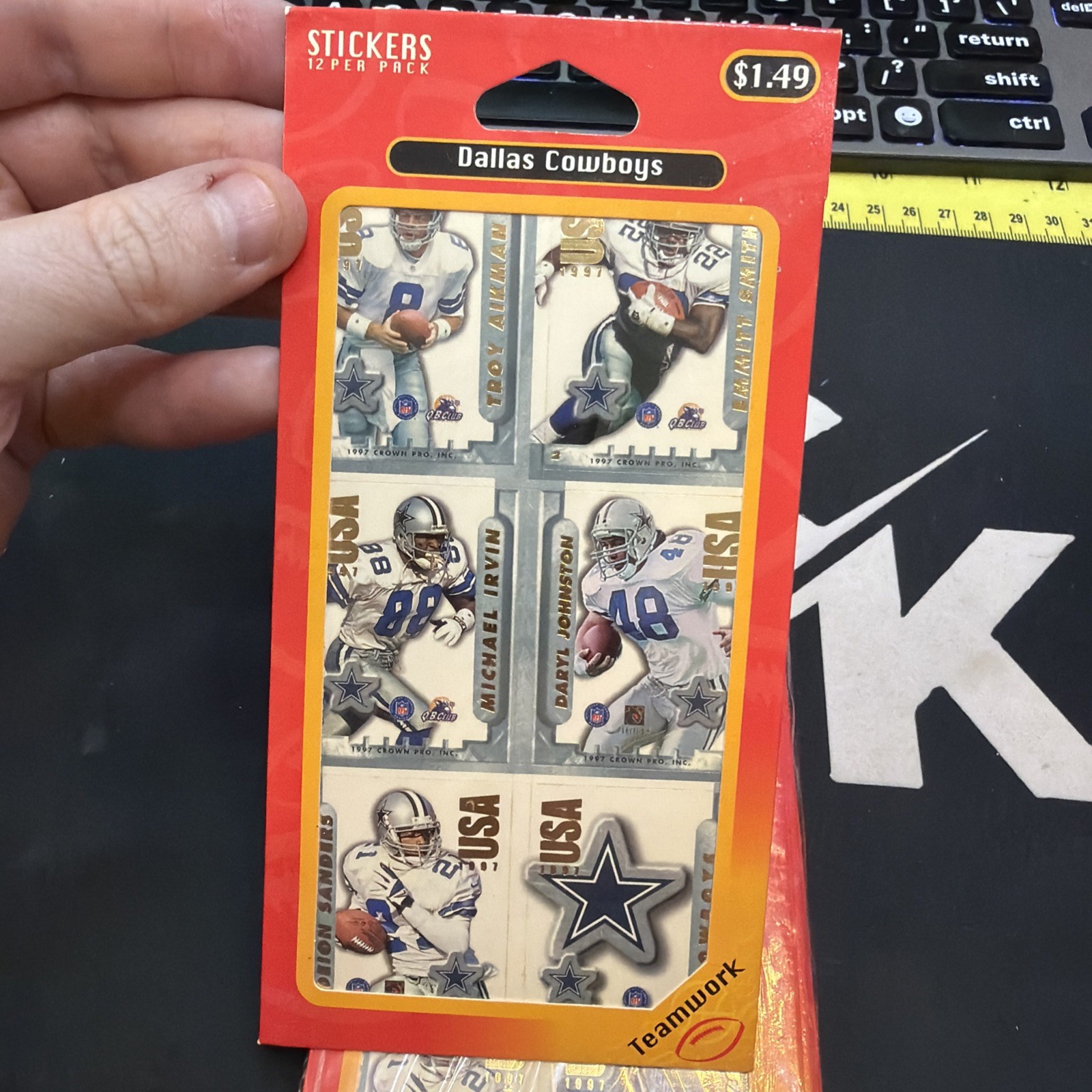 NFL Football Star 1997 Crown Pro Sticker Pack DALLAS COWBOYS STICKERS VINTAGE