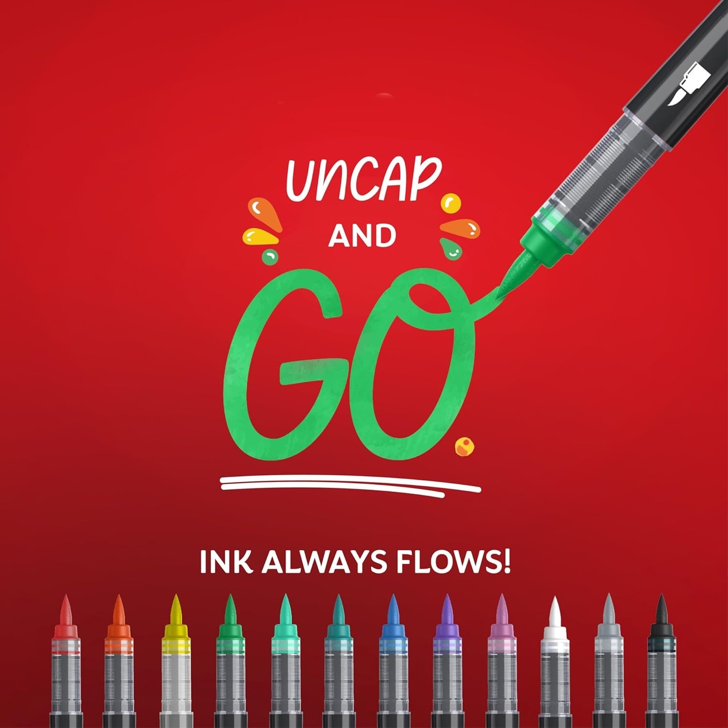 Multicolor Brush Tip Markers - Water-Based Acrylic for Creative Masterpieces